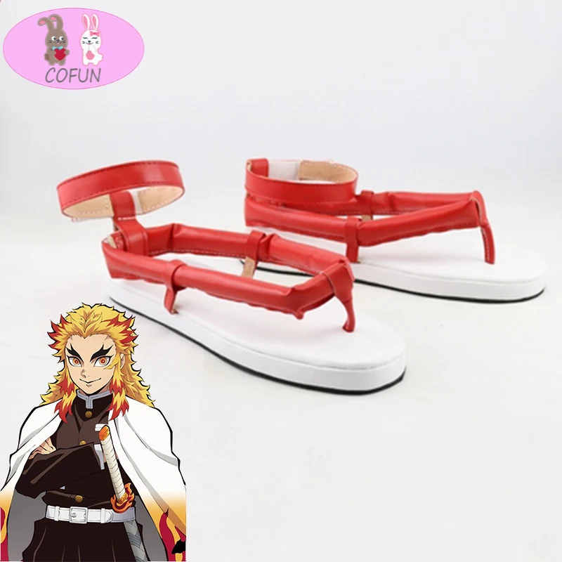 

COFUN Anime Demon Slayer Kimetsu no Yaiba Cosplay Shoes Rengoku Shinjurou Cosplay Shoes Men Samurai Shoes Daily Leisure Shoes