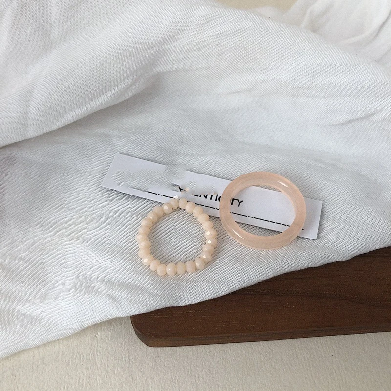 

Korean New Trendy Candy Colors Acrylic Crystal Beads Resin Summer Rings for Women Party Jewelry Gifts Vintage Finger Rings