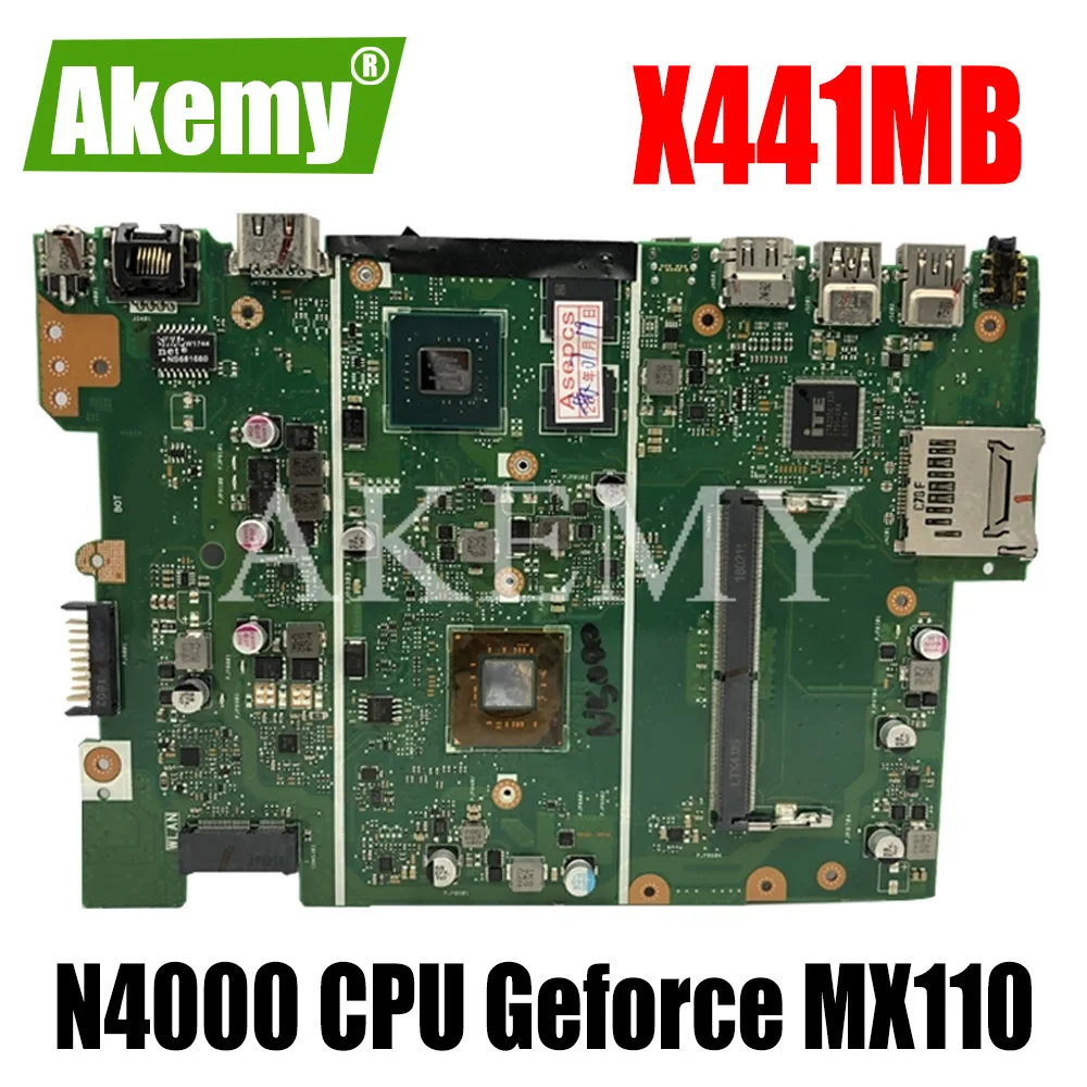 

Akemy X441MB Motherboard For Asus X441 X441M X441MB Laotop Mainboard with N4000 CPU Geforce MX110