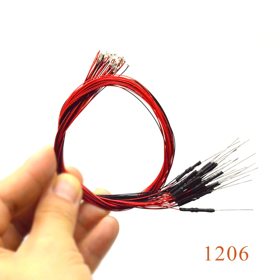 Металлическая проволока 20 шт. 1206 SMD модель поезда HO N OO шкала предварительно припаянная micro litz проводной светодиодный провод с резистором 1,5 K