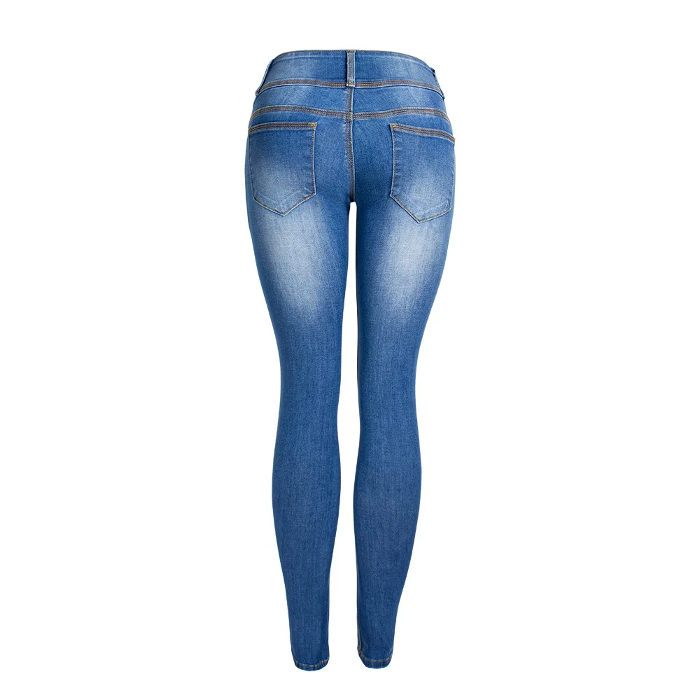

Women Push Up Hip Pencil Lift Skinny Jeans Super Stretch Slim Fit Thin Jean Trousers High Elastic Single Breasted Denim Pants