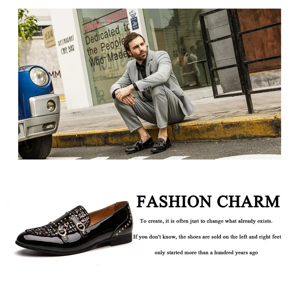 MEIJIANA Paint Belt Buckle Dinner shoes Plaid Pattern 2019 New Men's Loafers Brand Casual Shoes Wedding | Обувь