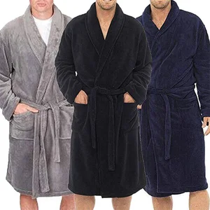 Imported Mens Bathrobe Man Winter Warm Casual Flannel Robe Sleepwear Long Sleeve Plush Shawl Male Bath Robe L