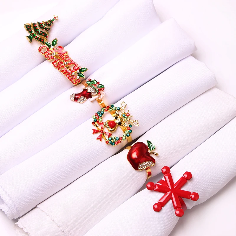 

1PC Alloy Napkin Ring Christmas Napkin Buckle Snowflake Cloth Ring Table Decoration Wedding Banquet Hotel Accessories