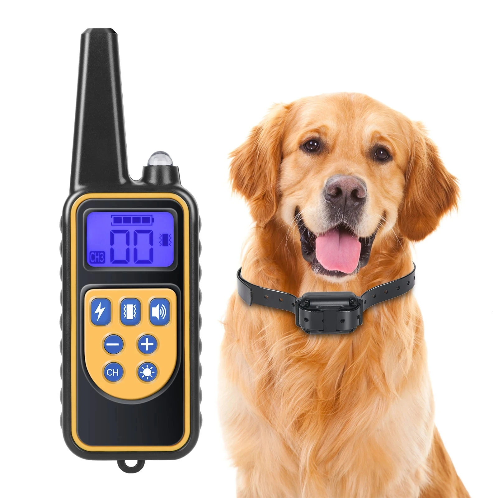 

800 м с ЖК-дисплеем Дисплей обучающий собачий ошейник Водонепроницаемый Перезаряжаемые ПЭТ Электрический пульт дистанционного Управление с...