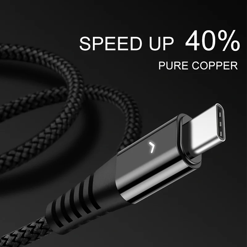 HANNORD usb type-C кабель USB C кабель для быстрой зарядки и синхронизации данных 1,2 A Светодиодный индикатор 1,8 м для Xiaomi samsung Android Phone