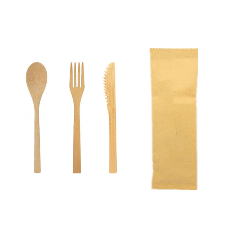 Бамбук дорожные столовые приборы многоразовый бамбуковый Набор ножей включают в