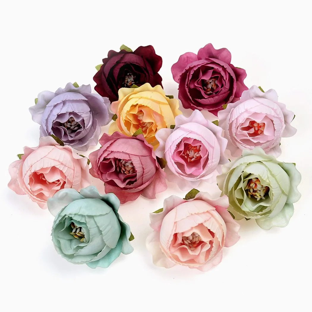

50* Simulation 4.5cm In Diameter Rose Rayon Flower Head Decoration Home Wedding Birthday Decoration In Stock Drop Shipping