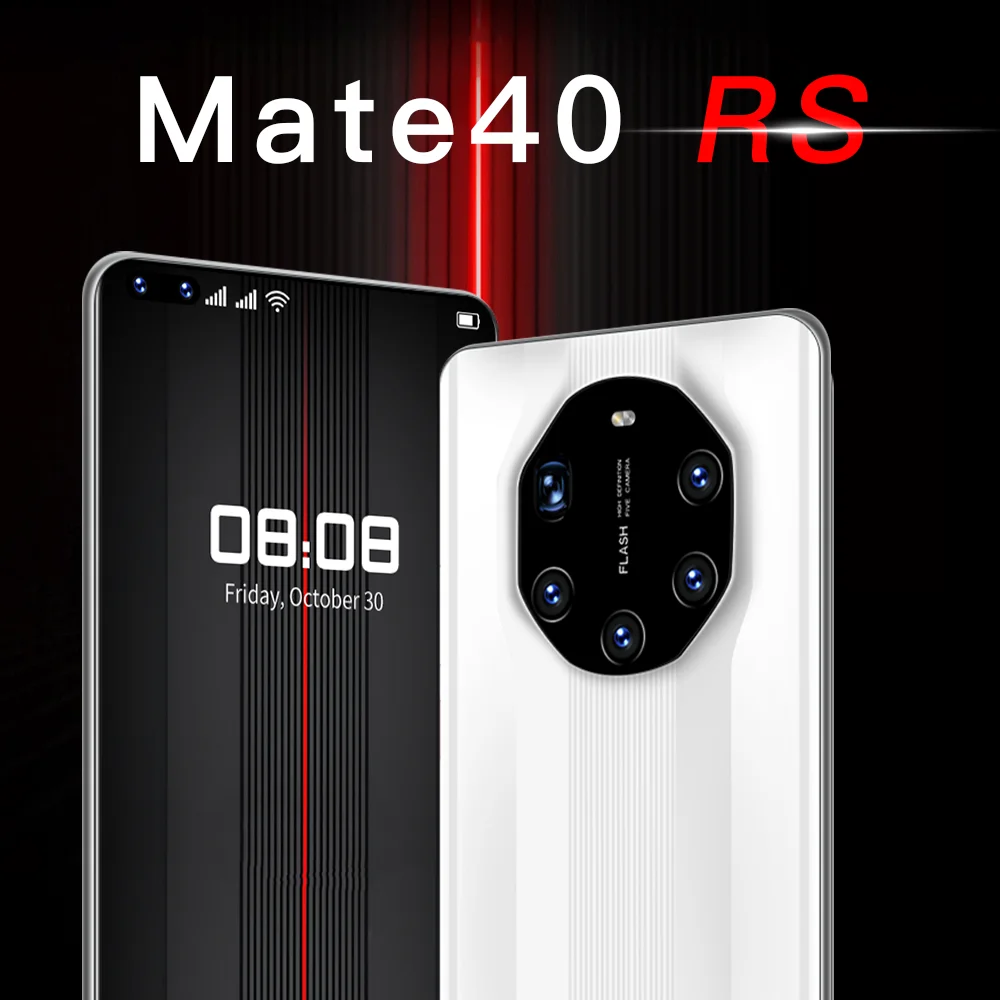 

Mate40RS 7.2 Inch Full Screen 8+256GB Face Unlock 5800mAh Dual SIM+Micro SD Andriod 10 Smartphones MTK6889 Deca Core Cellphones