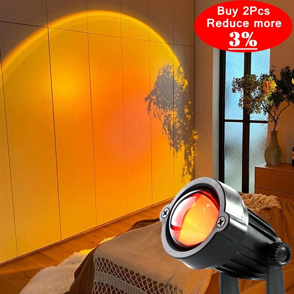 

Rainbow Sunset Projector Atmosphere Night Light Home Coffee Shop Background Wall Decoration Colorful Sunset Lamp for dropship
