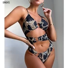 Купальник женский с принтом змеи, бикини с чашками пуш-ап, пикантная одежда для плавания, слитный купальник с запахом, купальная одежда, новинка 2021