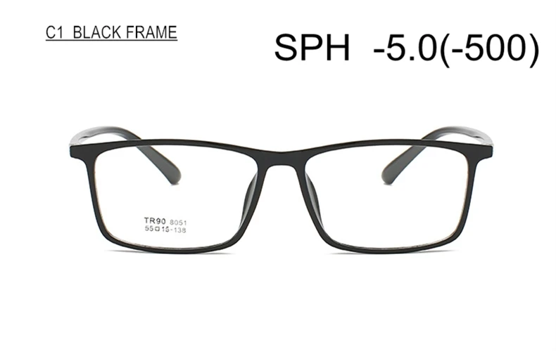 C1 (-5.0) Близорукость очки SPH-0,5-1-1,5-2,0-2,5-3,0-3,5-4,0-4,5-5-5,5-6 Для женщин Для мужчин TR90 рамка большой Размеры по рецепту - Цвет оправы: C1 (-5.0)