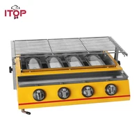 itop barbecue grill for outdoor lpg 4 burners gas grill fast delivery stainless steel with glassyellow shield