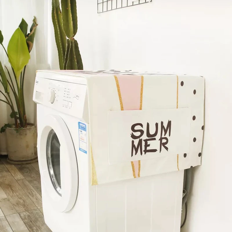 

Cotton Linen Washing Machine Cover Automatic Drum Cloth Dust cover Single Door Refrigerator organizer Household fridge cover