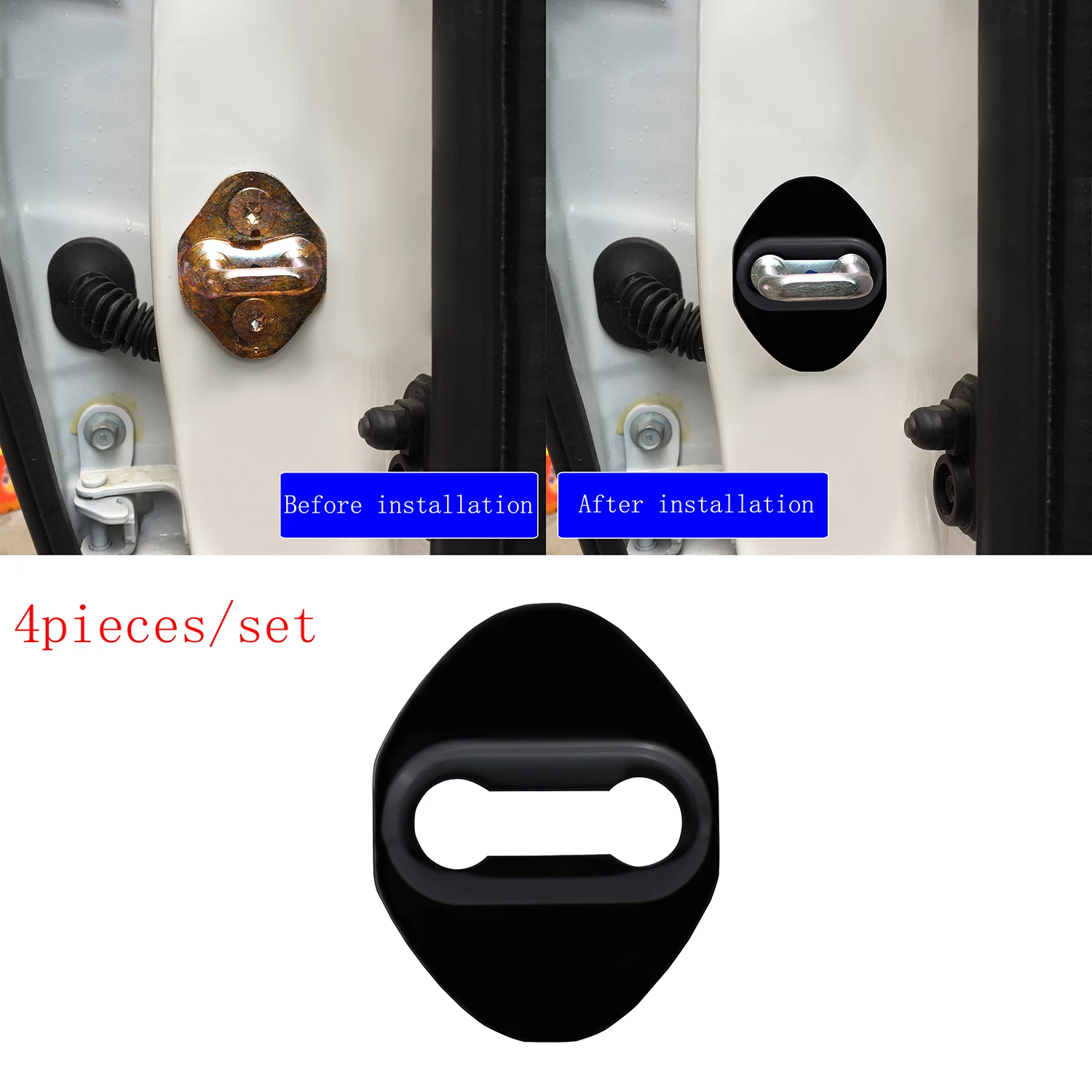 4 шт. Черный Автомобильный замок из нержавеющей стали защитная Пряжка Чехол для