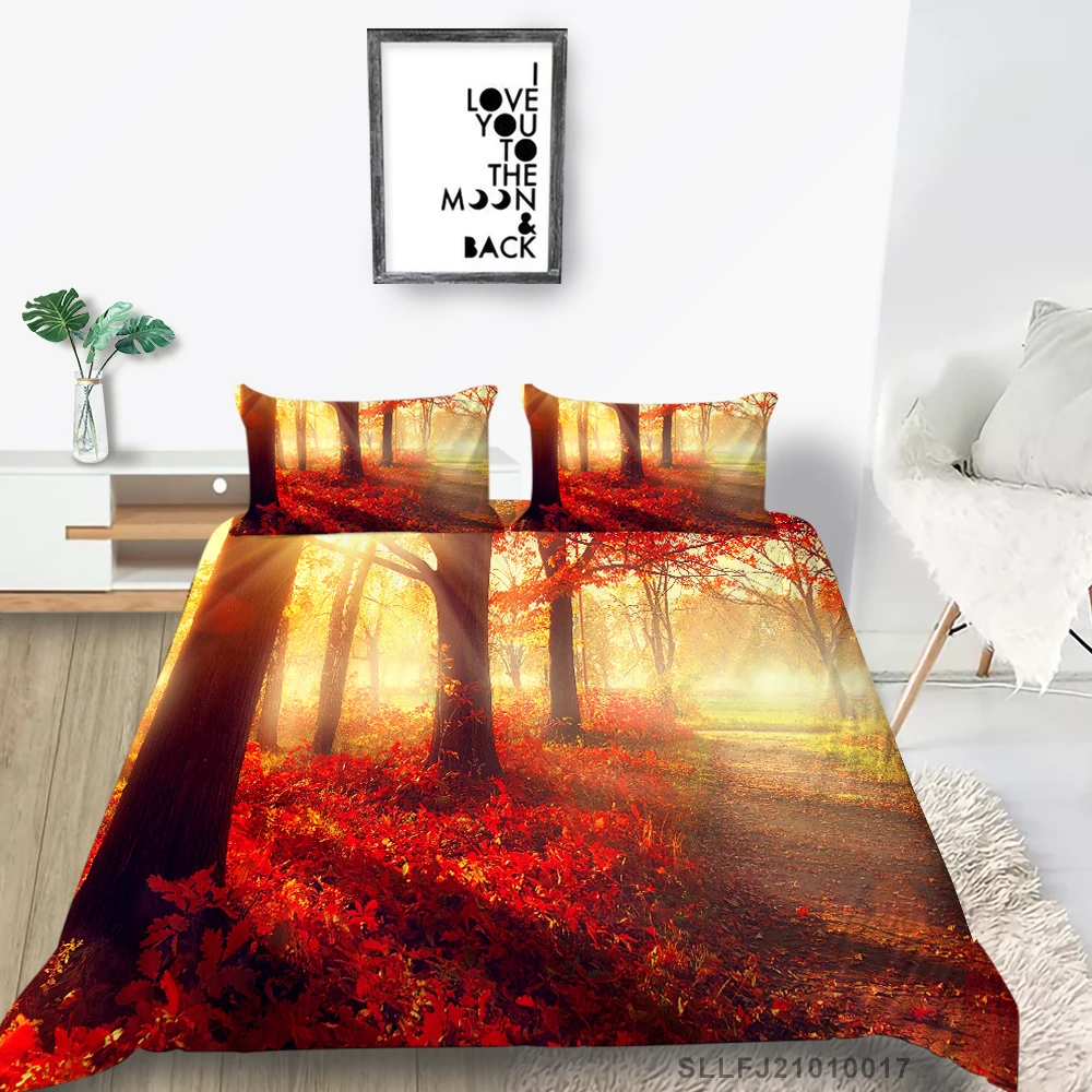 

Luxury Bedding Set Queen Size Comforter Cover Set 2/3 Pcs Landscape Warm Bedroom Decoration For All Seasons