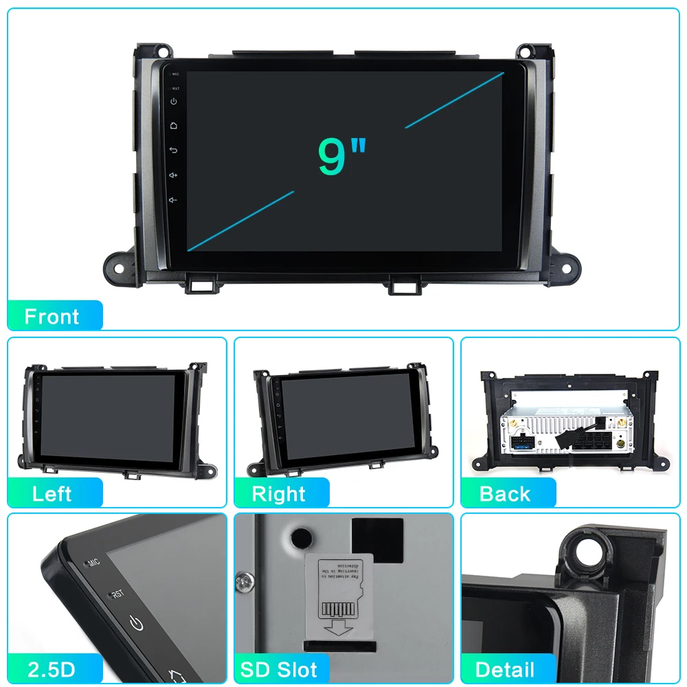 Dasaita " ips 1 din автомагнитола Android 9,0 DSP для Toyota Sienna XL30 2010 2011 2012 2013 gps навигатор 4 Гб ram