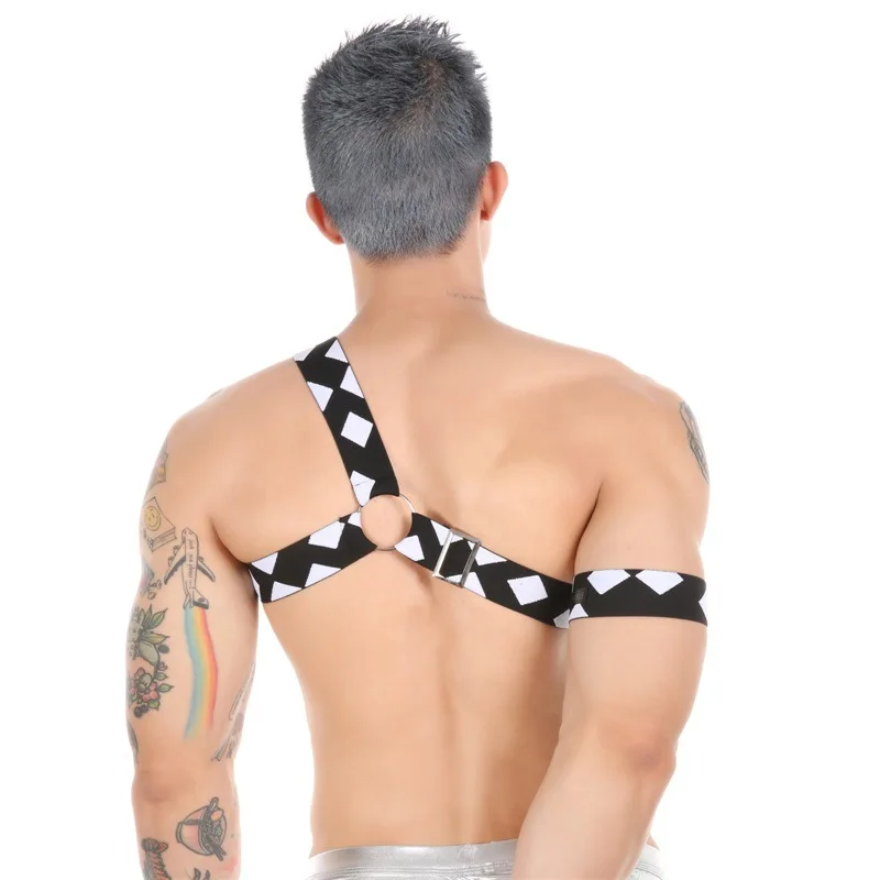 

Sexy men's taste chest band muscle show big tie band adjustable bandage nightclub DJ performance clothing