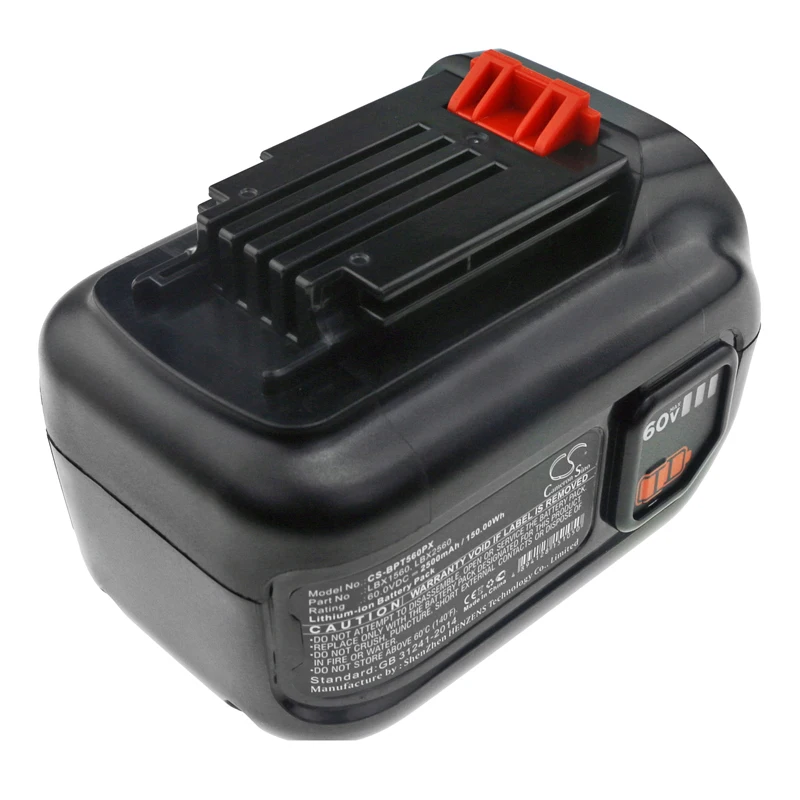 CS 2500mAh/150.00Wh battery for Black & Decker 60V MAX Blower,60V MAX POWERSWAP 20 Cordless ,60V MAX trimmer