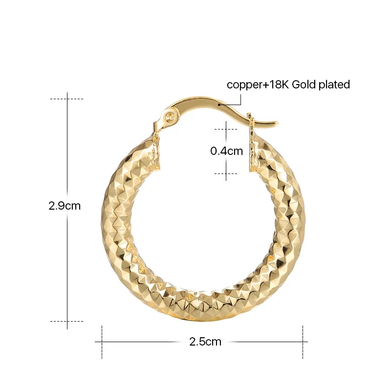 

New Fashion Simple Round Frosted Circle Electroplating Gold Earrings Wholesale Jewelry