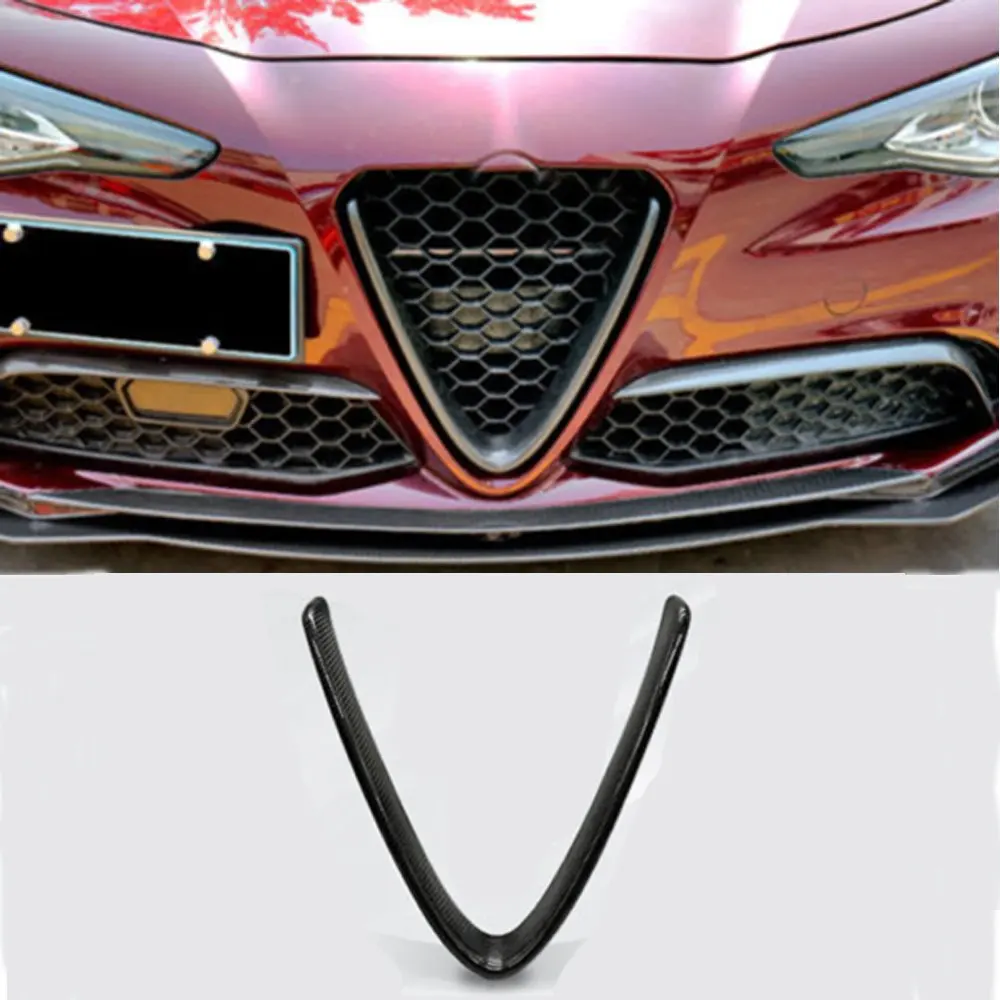 

For Alfa Romeo Giulia 2017-2018 Carbon fiber ABS Front Grill Grille Cover Trim
