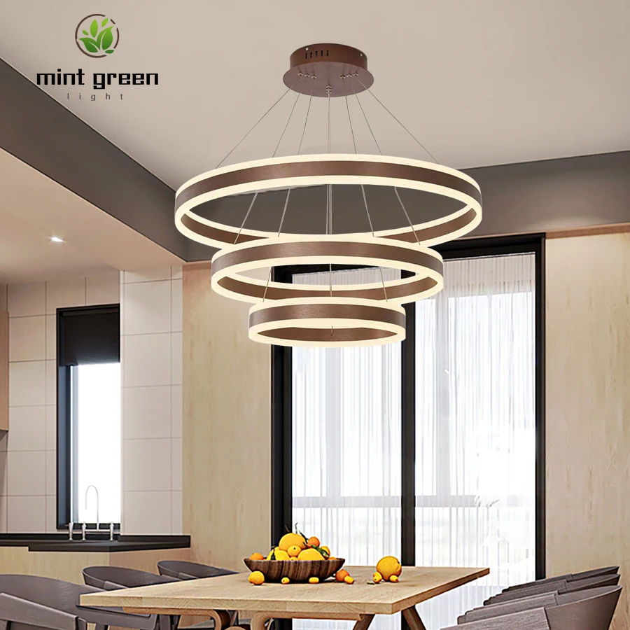 

Современные подвесные светильники для гостиной, столовой, круглые кольца, акриловый алюминиевый корпус, светодиодный потолочный светильни...