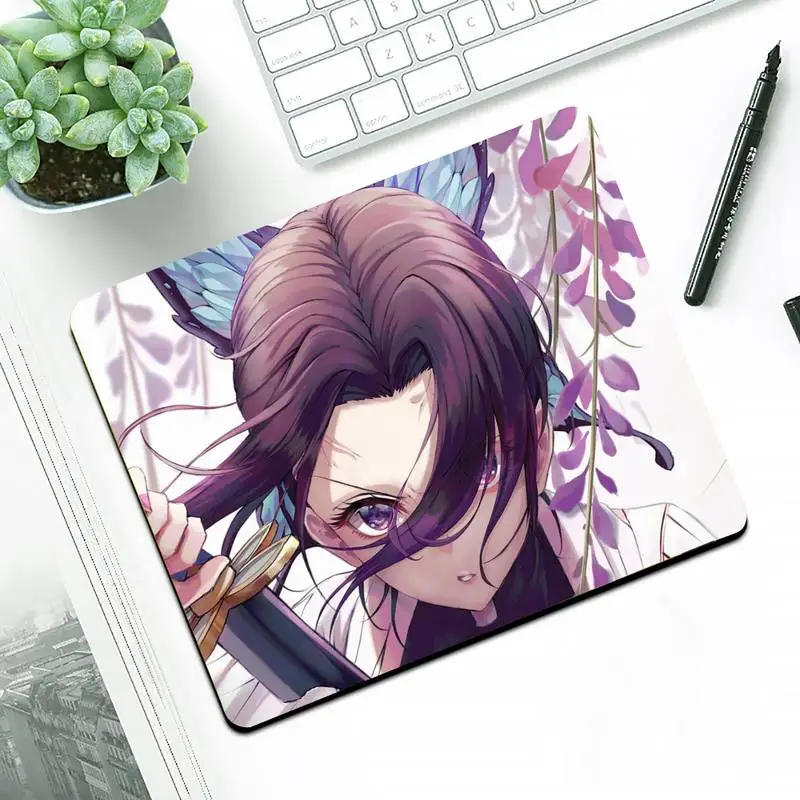 

Demon Slayer Kochou Shinobu Rubber PC Computer Gaming mousepad Small Pads Rubber Mouse Mat MousePad Desk Gaming Mousepad Cup Mat