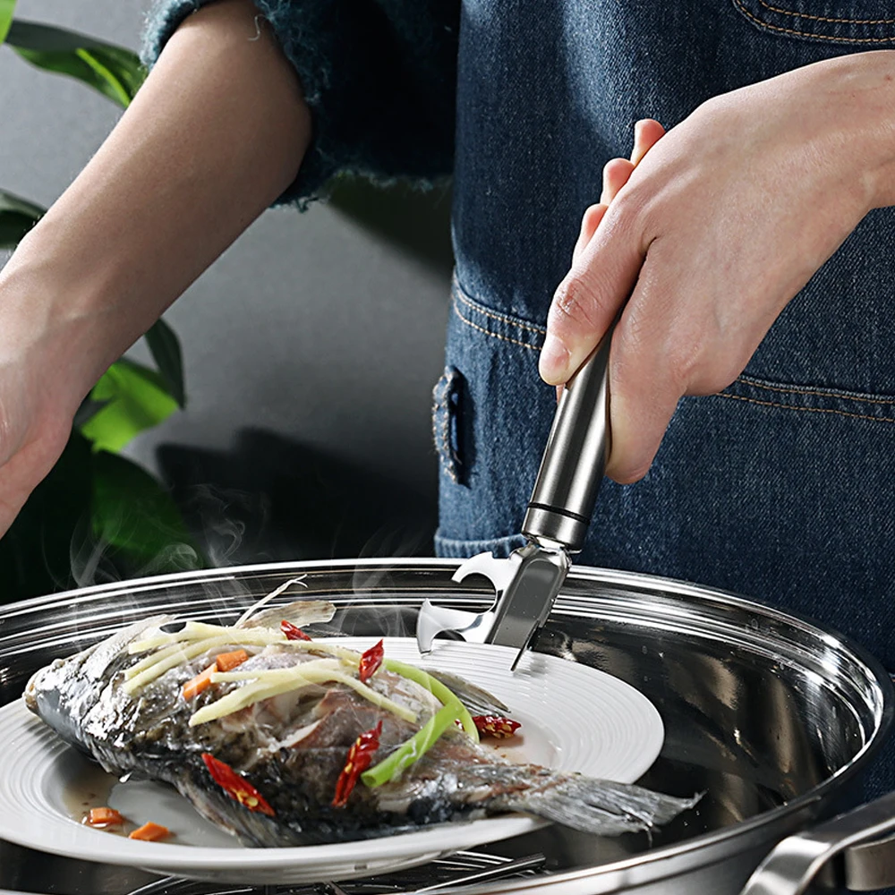 304 нержавеющая сталь анти-ожоги блюдо зажим рыбные весы строгальный инструмент
