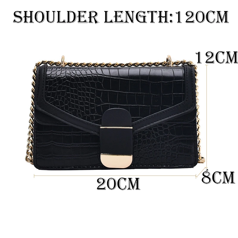 

Crocodile Pattern Square Crossbody Bag 2021 New High quality PU Leather Women Designer Handbag Chain Messenger Bag WB3705