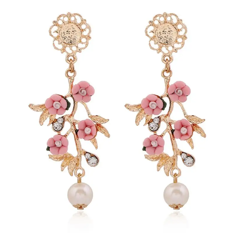 Винтажные модные серьги в стиле барокко многоцветные виде цветка свадебные с