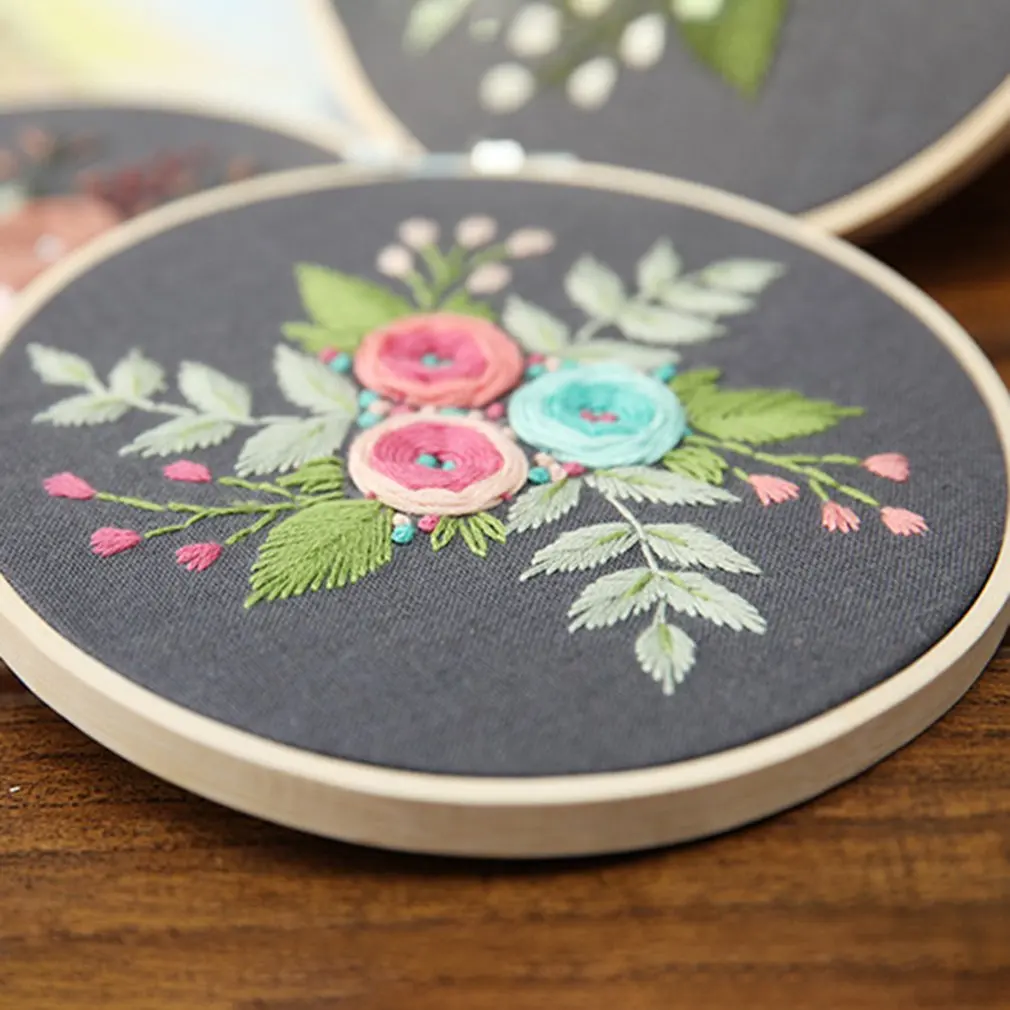 Европейские цветы DIY вышивка набор лент с рамкой для начинающих наборы рукоделие