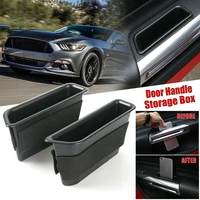 2pcs car door handle storage box tray cup holder interior panel handle inner side boxes for ford mustang 2015
