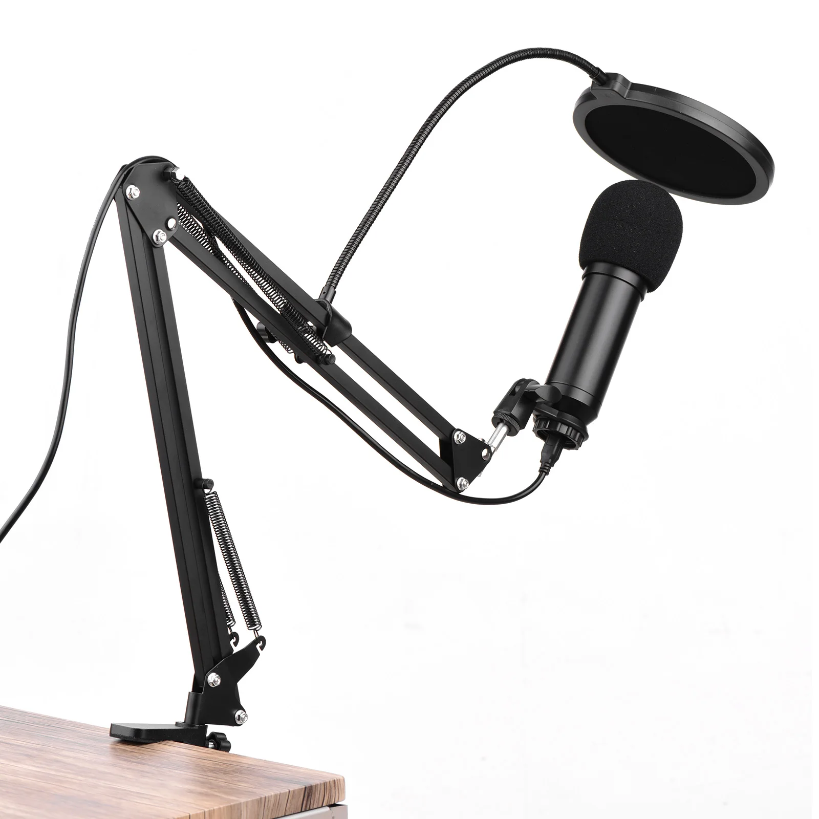 Studio Recording USB Condenser Microphone Mic Kit with Adjustable Suspension Scissor Arm Stand Pop Filter Windscreen Cable | Спорт и