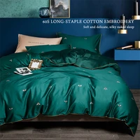 nordic minimalist printing retro green 60 satin four piece cotton bed linen quilt cover pillowcase 1 8m king size bedding set
