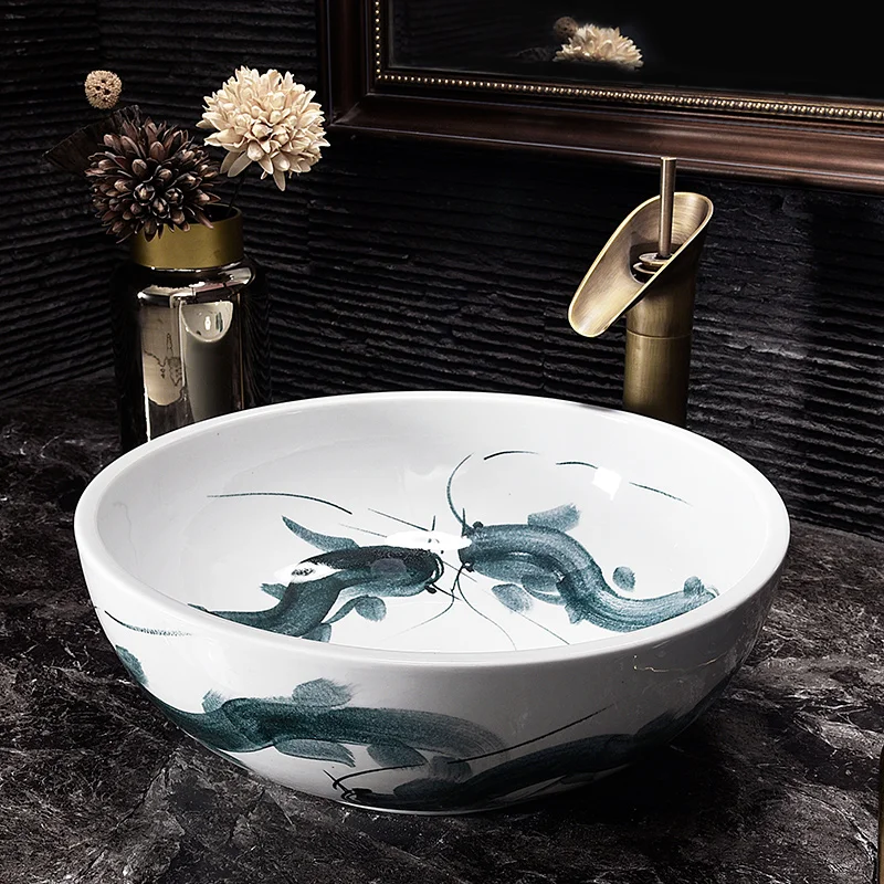 Китайское украшение керамическая живопись художественная раковина для ванной