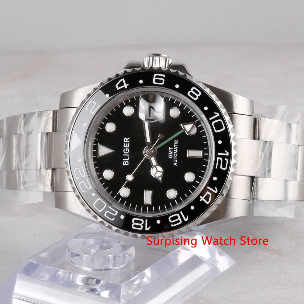 Bliger 40 мм автоматические механические мужские часы Роскошные сапфировые