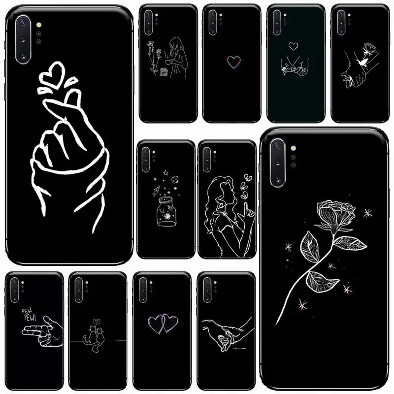 

Black and white lines love Phone Case For Samsung Galaxy S8 S9 S10 Plus S10E Note 3 4 5 6 7 8 9 10 Pro Lite cover