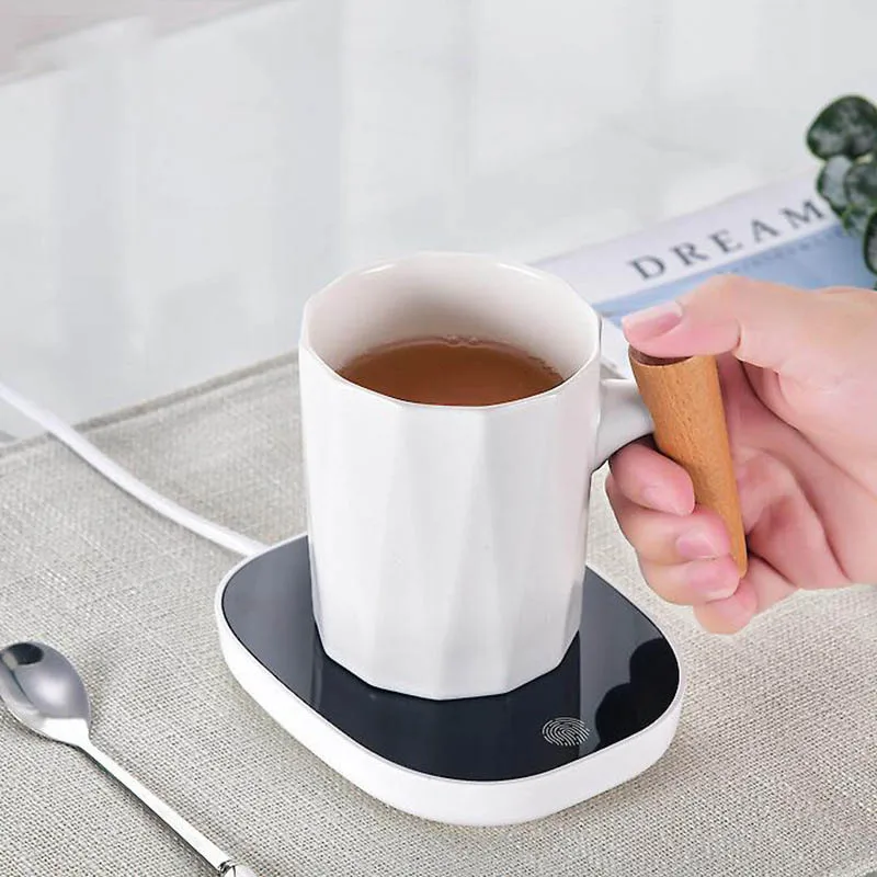 

zk30 Cup Warmer Heated Mug Coasters Cup Heater 3 Gear Thermostat Warm Cup Mat Household Hot Milk Coffee Tea Mug Warmer Pad