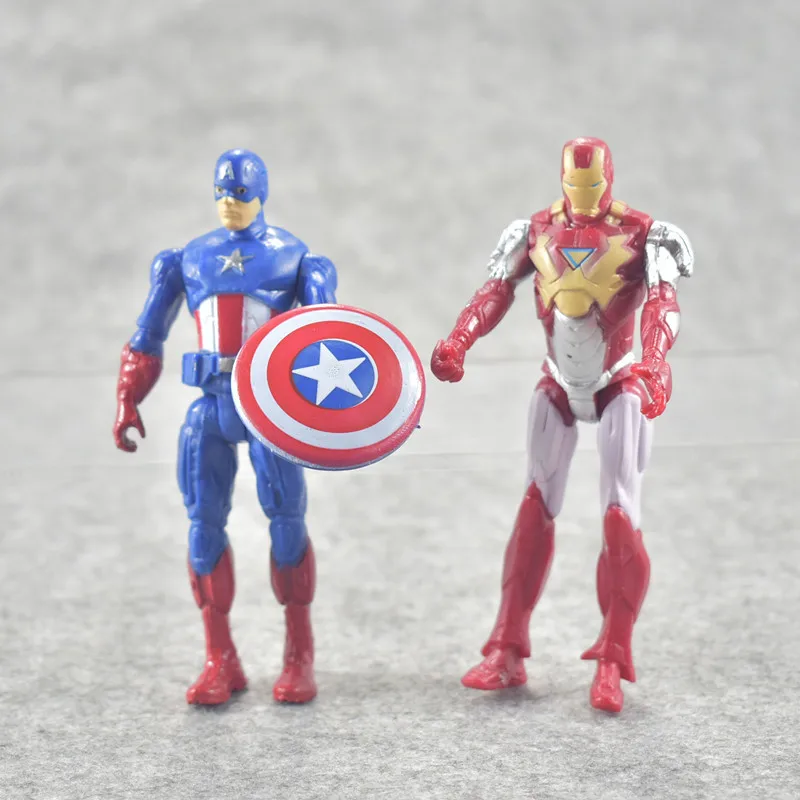 Мстители миниатюры Marvel ПВХ Фигурки Человек-паук Фигурки, детские игрушки Капитан Marvel Бэтмен Человек-паук Халк