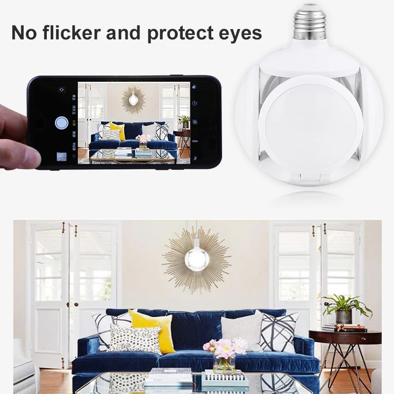 

Creative E27 LED Bulb Ampoule Football Lamps Foldable Fan Blade Lights Living Room Lighting 45W 40W 60W