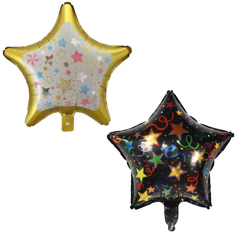 

10pcs 18inch Star Printed Ribbon Foil Helium Balloon Baby Shower Wedding Birthday Theme Party Decoration Air Globos Kids Toys