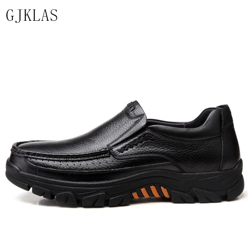 

Mens Shoes Genuine Leather Platform Shoes Man Non-slip Soft Father Loafers Men Shoes Big Size 46 Fashion Business Casual Shoes