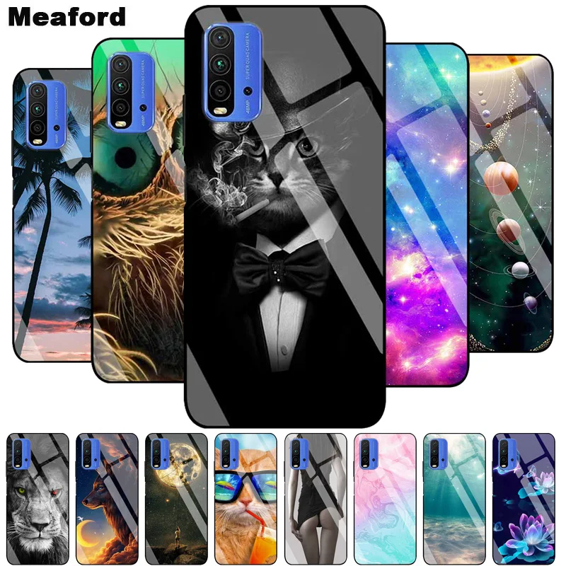 Luxury Case for Xiaomi Redmi 9T 9 T Cover Tempered Glass Cover for Xiaomi Redmi 9T Phone Case Redmi9T Coque Bag Fashion Bumper