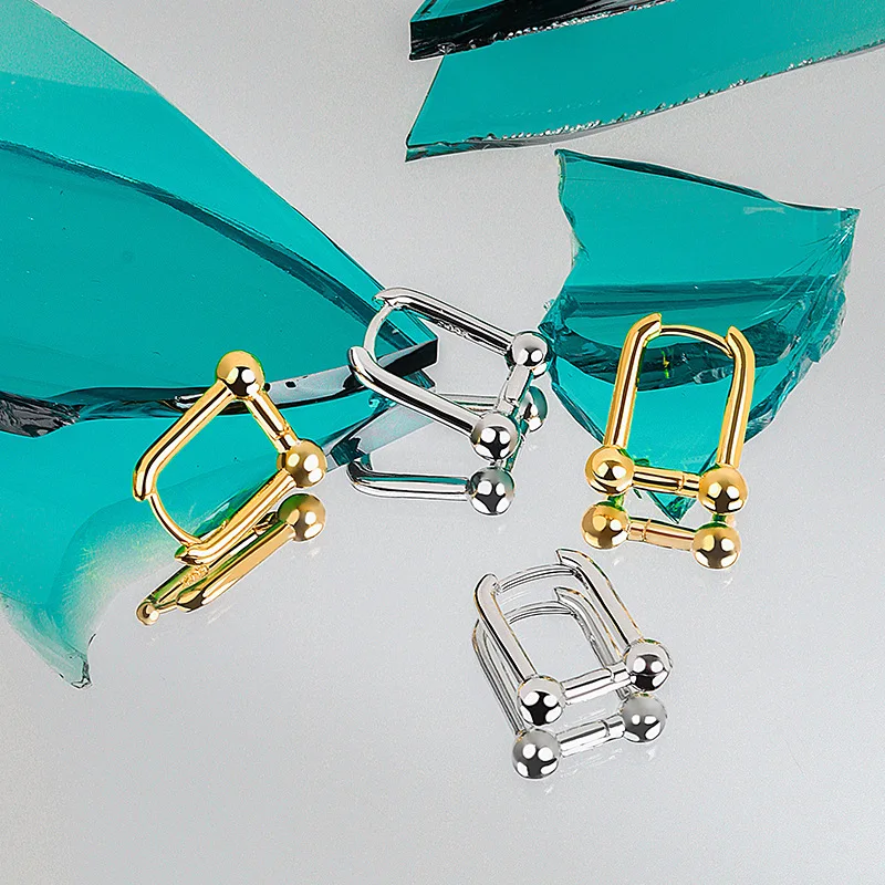 

QMCOCO Minimalist S925 Sterling Stud Earrings Simple Geometry rRectangle Handmade Vintage Fashion Fine Jewelry