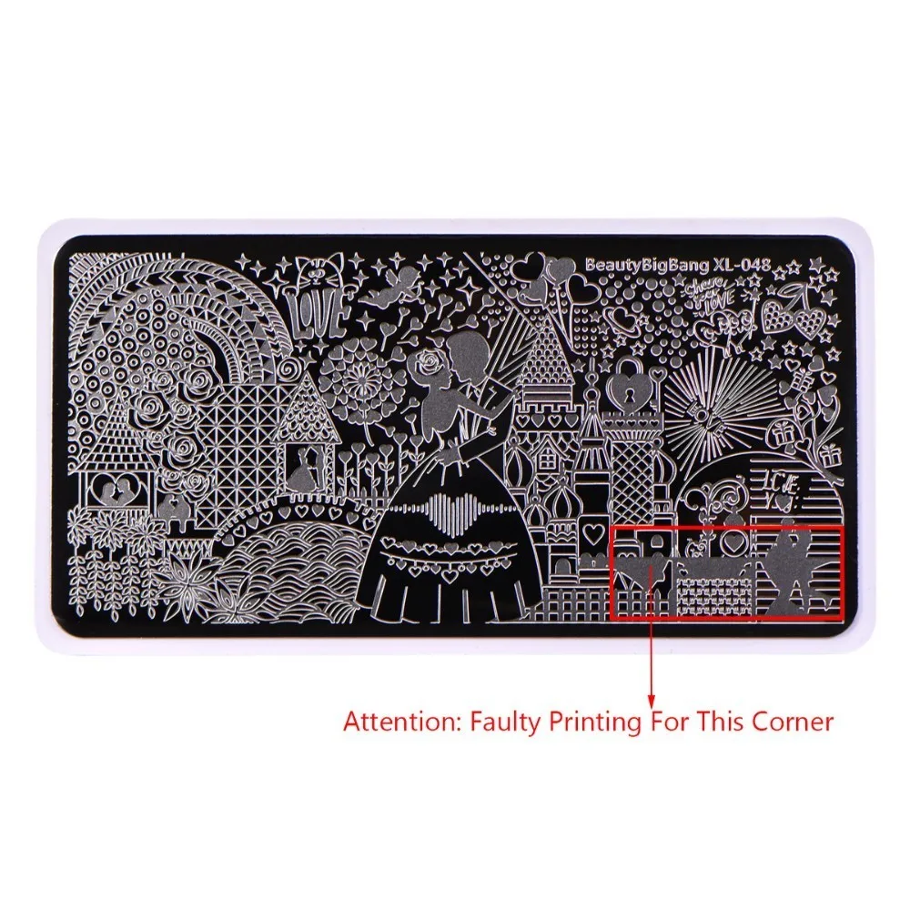 

BeautyBigBang Nail Stamping Plate Paperless Packaging Rectangle Valentine's Day Couples Rose Template Nail Art Mold Plate