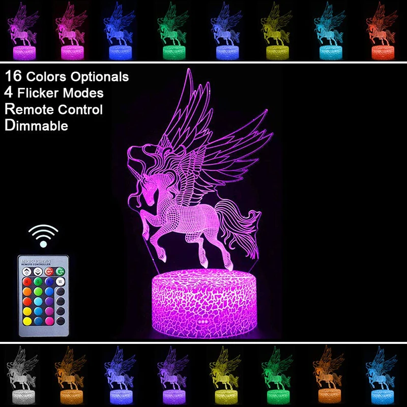 

3D night light unicorn touch remote control colorful girl cute table lamp creative gift home decoration unicorn party decoration