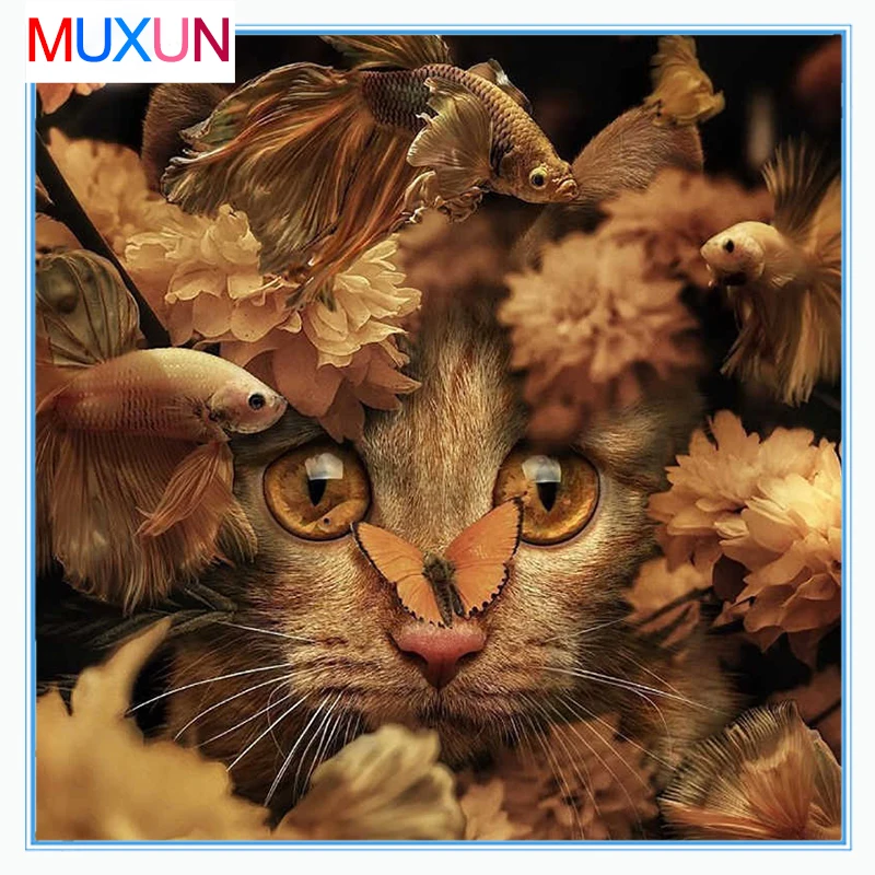 Muxun алмазная живопись 5D Сделай Сам 100% полный квадрат/круглая дрель рыба кошка