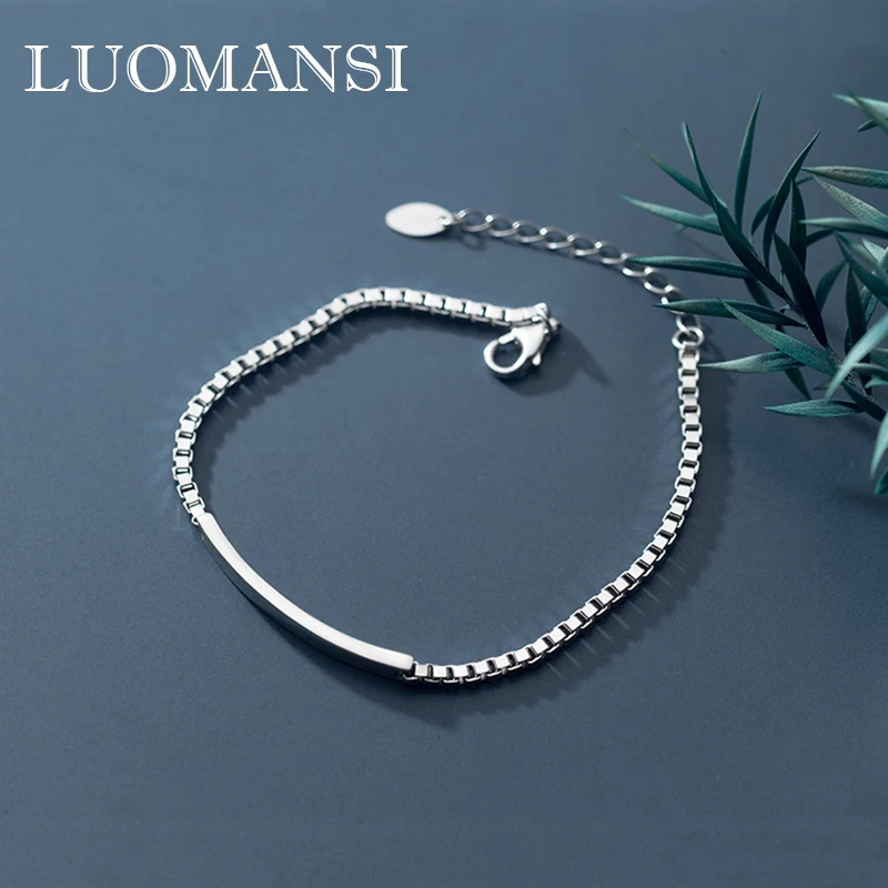 

Luomansi Real S925 Sterling Silver Jewelry Fashion Box Bracelet OL Style For Women's Party Lover Gifts Length 16+3CM