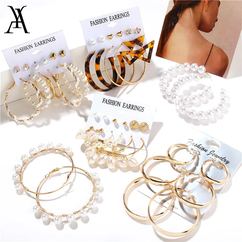 Модный комплект жемчужных серег в форме сердца геометрические акриловые серьги