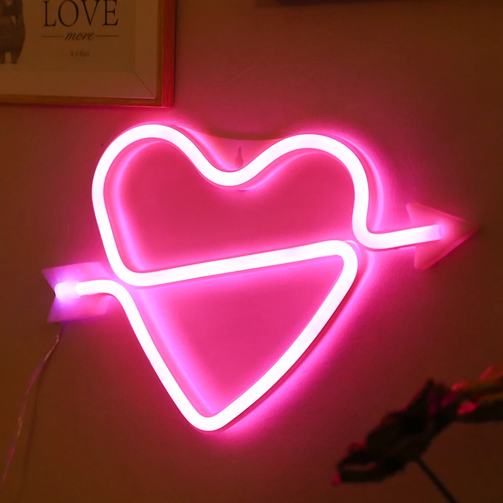 

LED Neon Light Sign Logo Lamp Decoration Ornaments Romantic LOVE Heart Lighting Wine glass Room Party Gift